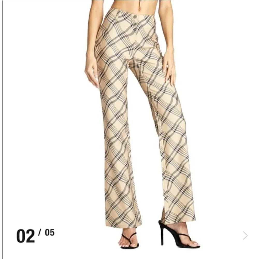 I AM GIA Carmel Tan Plaid Wide Leg Pants - Picture 3 of 7